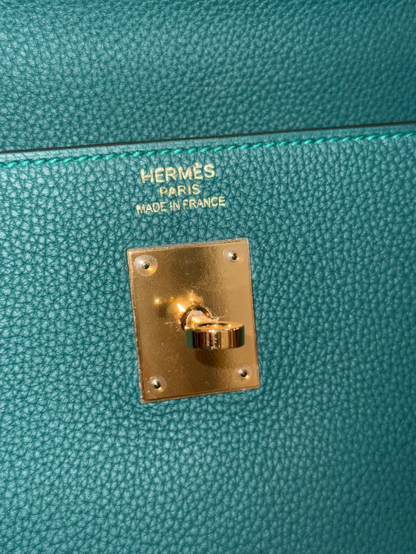 Hermes Kelly 35 Vert Ventigo Togo Gold Hardware