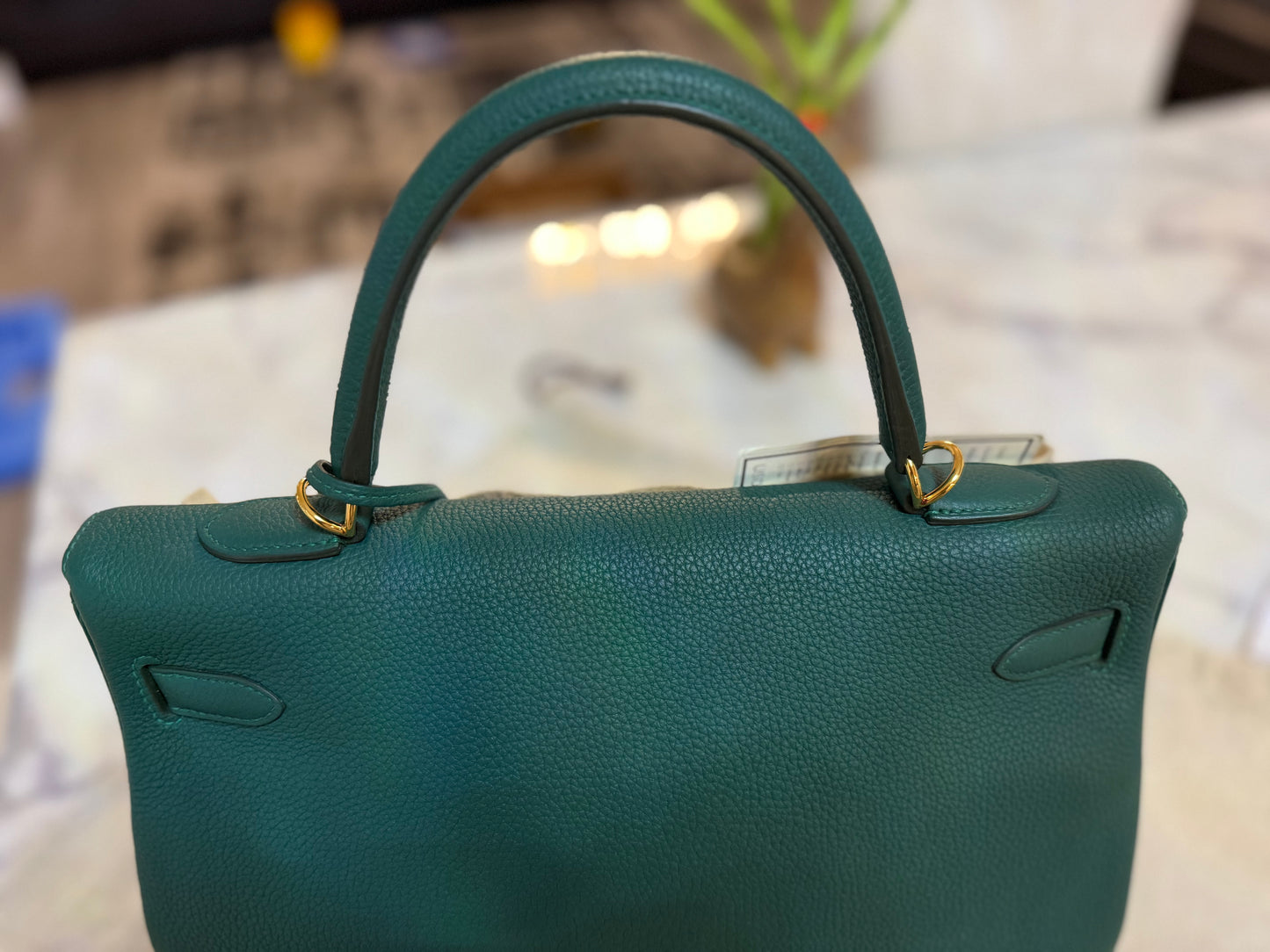 Hermes Kelly 35 Vert Ventigo Togo Gold Hardware