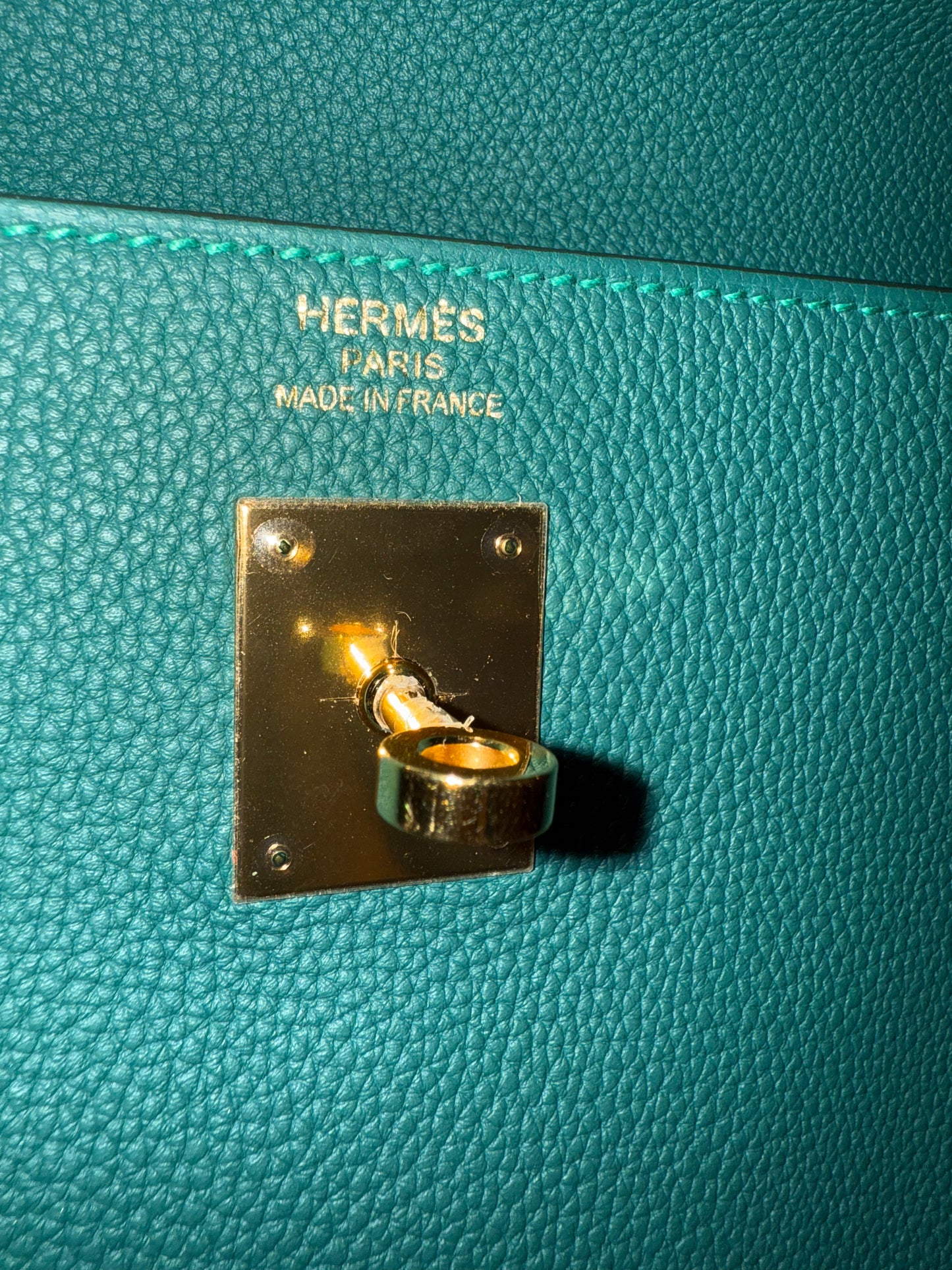 Hermes Kelly 35 Vert Ventigo Togo Gold Hardware