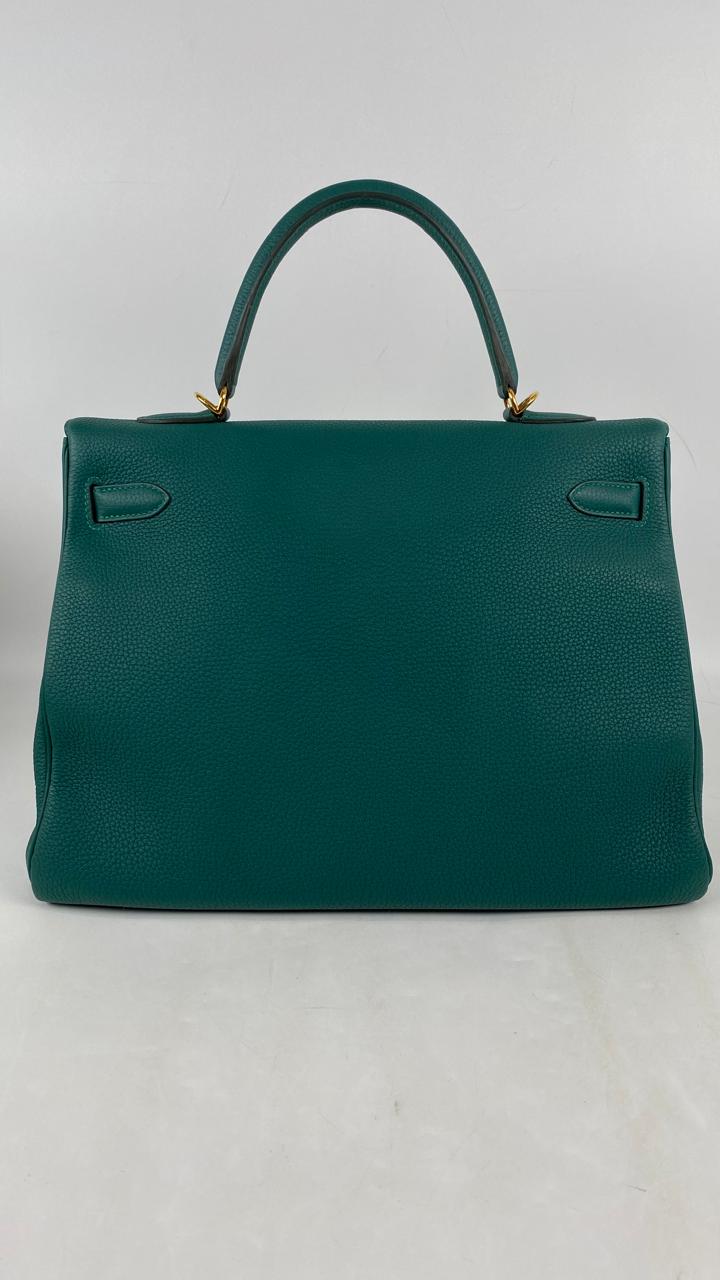 Hermes Kelly 35 Vert Ventigo Togo Gold Hardware