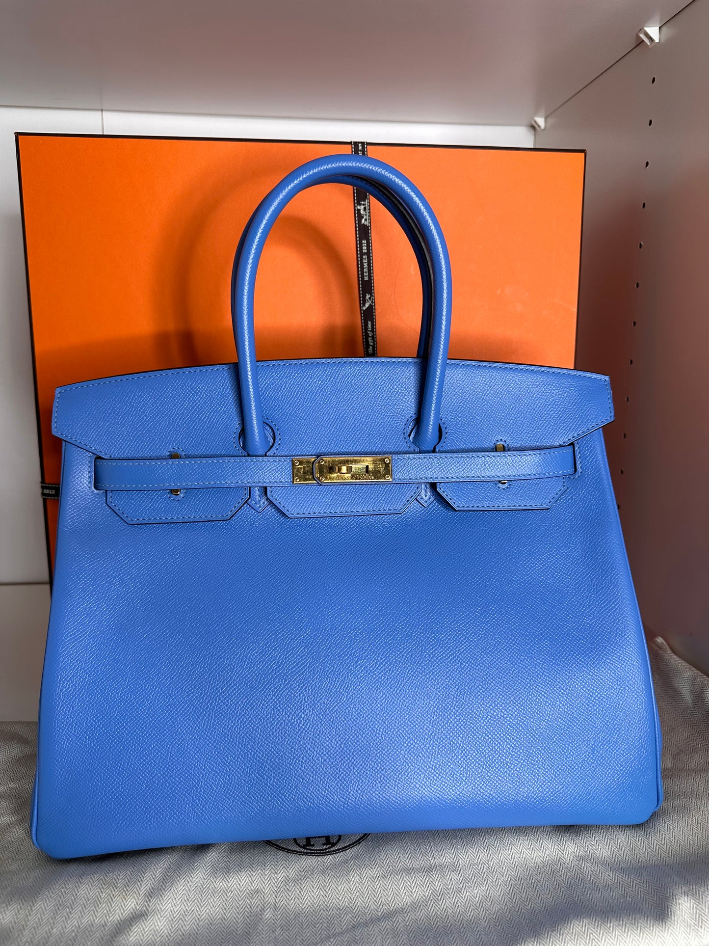 Birkin 35 Blue Paradise Gold Hardware