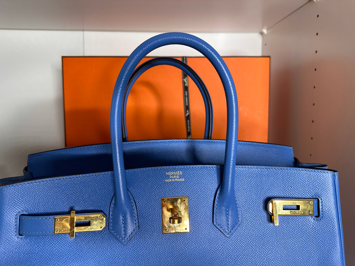 Birkin 35 Blue Paradise Gold Hardware